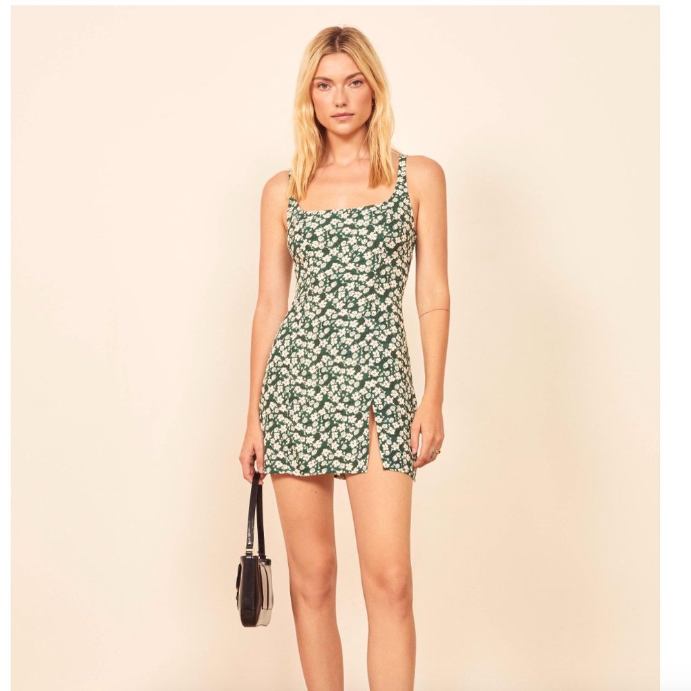 REFORMATION Noha dress in color "cilantro" in size 4